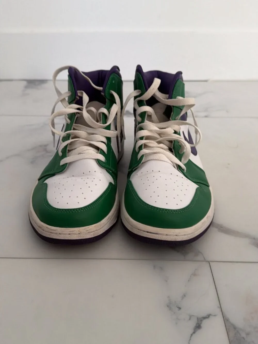 Air Jordan 1 Mid Incredible Hulk Green Purple Sneakers